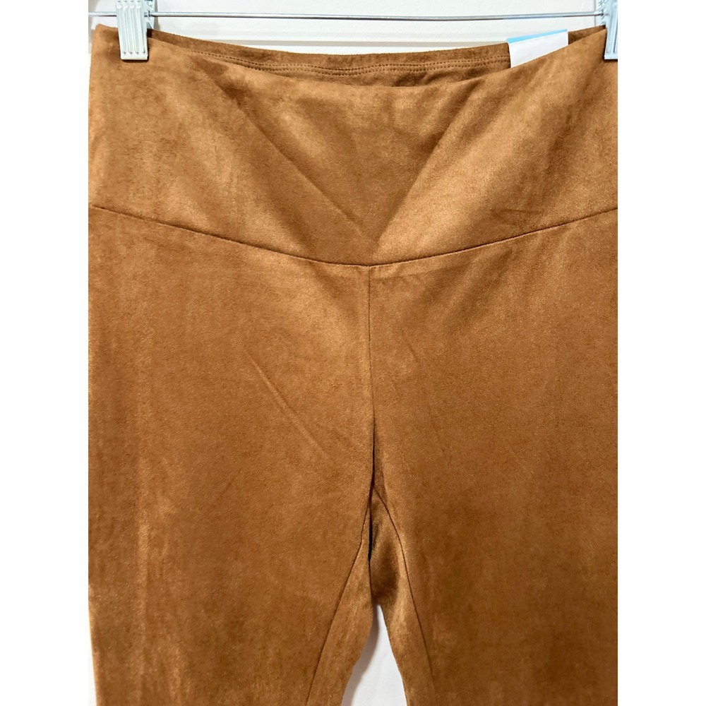 J. McLaughlin Cognac Faux Suede High Rise Leggings Equestrian Quiet Luxury NWT - Picture 3 of 9